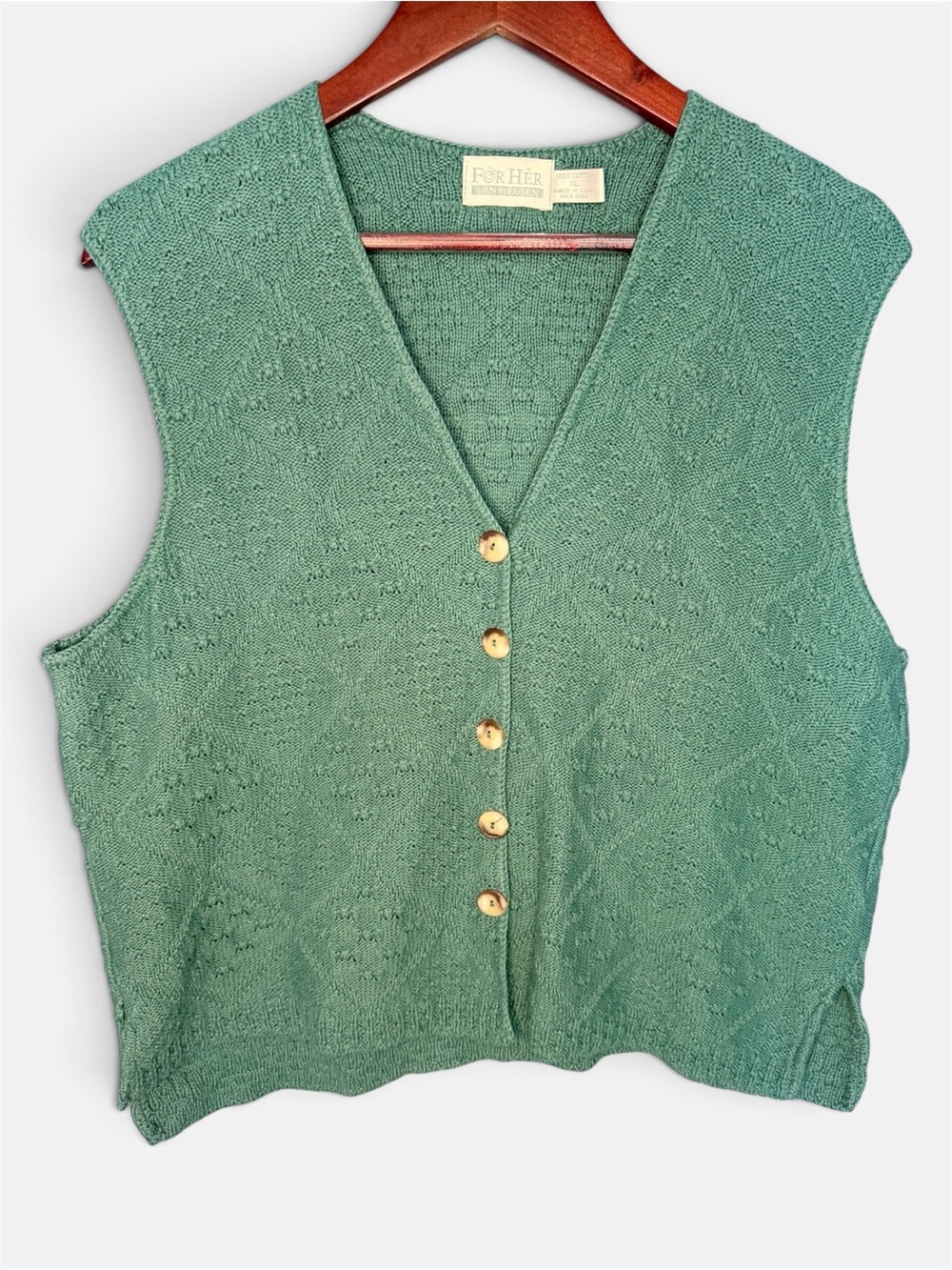 Vintage Women's 100% Cotton Knit Vest Cottagecore Coastal Grandmother | Size XL